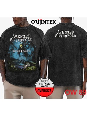 Avenged Sevenfold Yıkamalı Over Size Tişört M
