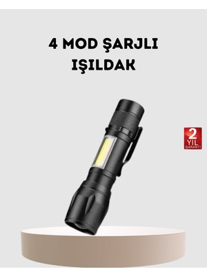 Profesyonel 4 Modlu Şarjlı El Feneri | 1300 Mah Batarya | Cree LED Teknolojisi
