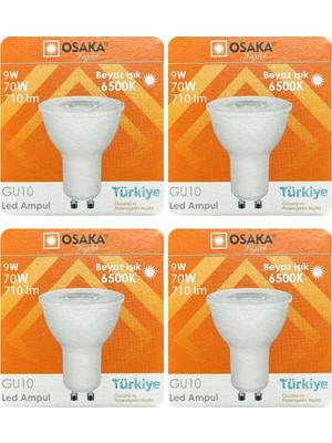 Avarson (4 Adet) Osaka 9W (70W) Beyaz Işık (6500K) GU10 Duylu LED Çanak Ampul