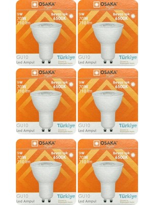 Avarson (6 Adet) Osaka 9W (70W) Beyaz Işık (6500K) GU10 Duylu LED Çanak Ampul