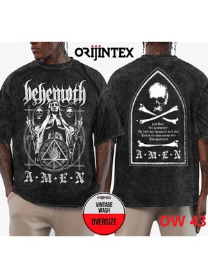 Behemoth Yıkamalı Over Size Tişört Xl