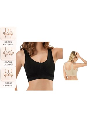 Bipamuk Kadın Pedli Büstiyer Yumuşak Dokulu Kalın Askılı Kıyafet Altında Iz Yapmaz