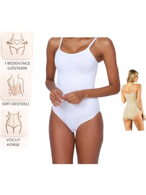 Bipamuk Kadın Korse Body Bel ve Karın Toparlayıcı Ince Gösteren Ayarlanabilir Askılı