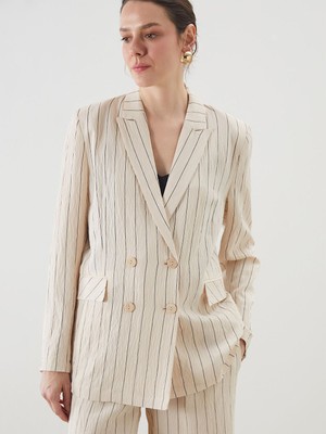Lc Waikiki Yeni Sezon Çizgili Kadın Blazer Ceket