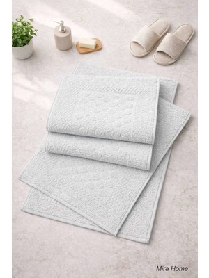 Mira Home 3lü Pamuklu Ayak Havlusu Seti Kabartma Desenli 50X70 cm Açık Gri