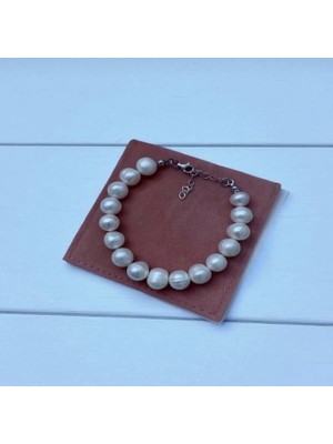 Taşmir 925 Ayar Gümüş Sertifikalı Doğal 10-11 mm Inci Bileklik