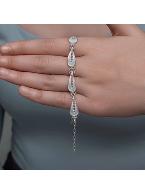 Katre46 Gümüş Ince Sanat Telkari Kadın Bileklik