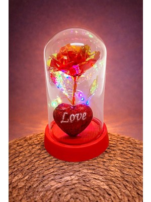 Bijuteri Net Gül Işıklı LED Fanus