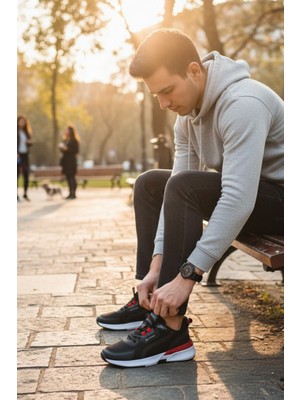 Enoch Erkek Yüksek Tabanlı Spor Ayakkabı Kalın Taban Yürüyüş ve Günlük Sneaker