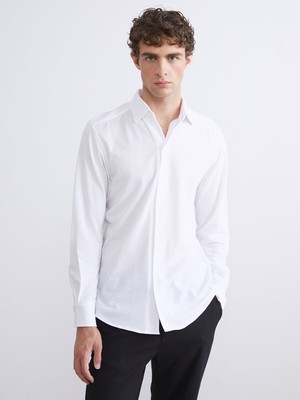 Lc Waikiki Yeni Sezon Slim Fit Uzun Kollu Keten Görünümlü Erkek Gömlek