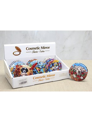 Katre46 Sevimli Köpek Tasarımıyla Taş Işlemeli Ince El Aynası Yuvarlak