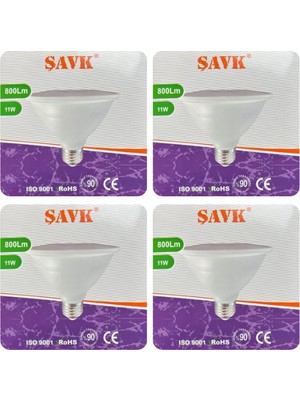 (4 Adet) Şavk 11W 6500K (Beyaz Işık) PAR30 E27 Duylu (Kalın Duy) LED Spot Ampul