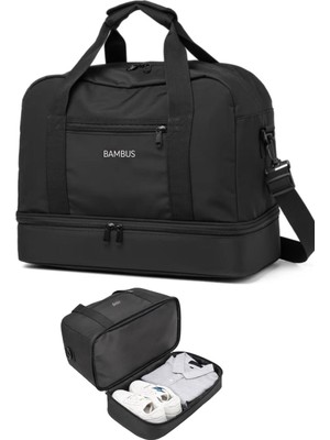 Bambus Home Ayakkabı Bölmeli Hostes Valiz Seyahat Tatil Spor Hastane Su Geçirmez Çok Gözlü El ve Omuz Çantası