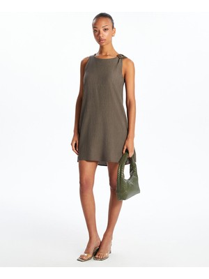 Lc Waikiki Yeni Sezon Bisiklet Yaka Dokulu A Kesim Mini Elbise