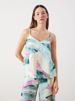 Lc Waikiki Yeni Sezon V Yaka Desenli Askılı Bluz