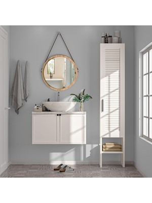 Dekorex BNY130-BEYAZ Panjur Kapaklı Metal Ayaklı Banyo Dolabı