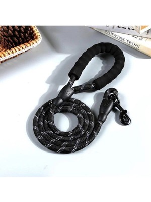 Kuzgun Ticaret Köpekler Için Gezdirme Tasması Reflektörlü 130 cm Halat Orta ve Büyük Boy Köpekler Için Siyah - Lisinya