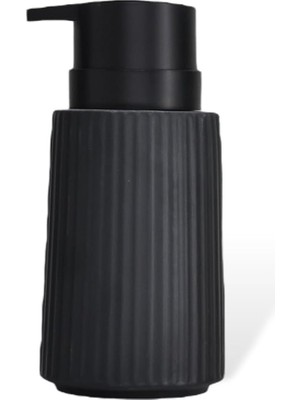New Premium Serisi 300 ml Sıvı Sabunluk Çizgili Seramik Sıvı Sabunluk Dispencer Siyah