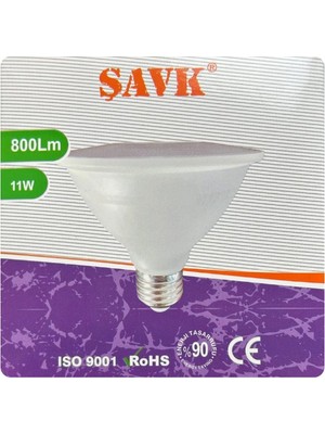 (1 Adet) Şavk 11W 6500K (Beyaz Işık) PAR30 E27 Duylu (Kalın Duy) LED Spot Ampul