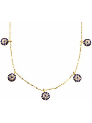 Katre46 925 Ayar Gümüş Nazarlı Şans Bayan Gümüş Kolye