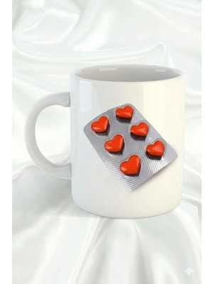 Sartre Art Aşk Hapları Sevgililer Günü Temalı Hediyelik Porselen Kupa Bardak