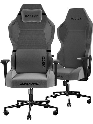 Exvega Andromeda 2024 Dokuma Kumaş Masajlı Profesyonel Koltuğu (Gri)