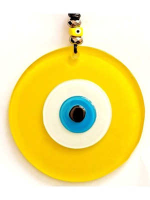 Ipli Nazar Boncuklu Sarı Cam Duvar Süsü