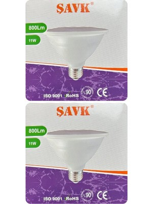 (2 Adet) Şavk 11W 6500K (Beyaz Işık) PAR30 E27 Duylu (Kalın Duy) LED Spot Ampul