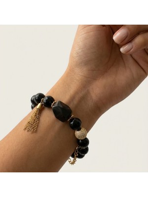 THEIA GemWorks Vuma — Dumanlı Kuvars & Oniks Kadın Bileklik