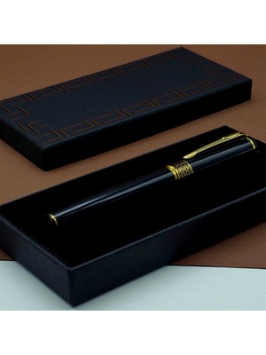 Katre46 Gold Işlemeli Siyah Metal Roller Kalem