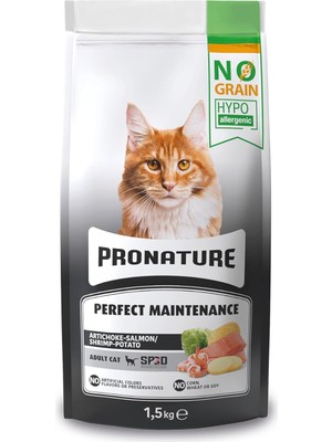 Pronature Hypo-Allergenic Tahılsız Yetişkin Kedi Maması Somon, Karides ve Enginarlı 1,5 kg