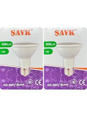 Avarson (2 Adet) Şavk 7W 6500K (Beyaz Işık) PAR20 E27 Duylu (Kalın Duy) LED Spot Ampul