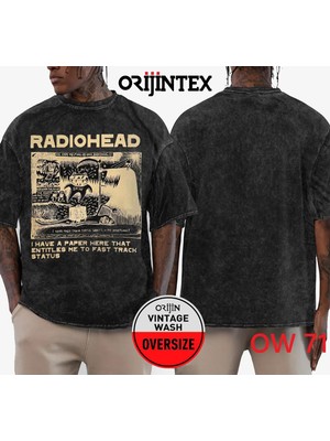Radiohead Yıkamalı Over Size Tişört M