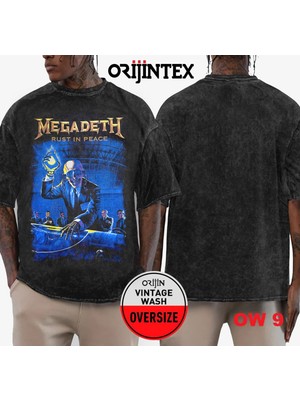 Megadeth Yıkamalı Over Size Tişört L