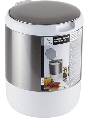 Primanova Pasifik Kapaklı Çöp Kovası, 3 Lt, 15.5X20 Cm, Beyaz