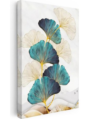 Tablofest Dikey Kanvas Tablo Yelpaze Yapraklar Botanik Tablo Ev Ofis Duvar Dekoru