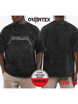 Metallica Yıkamalı Over Size Tişört M