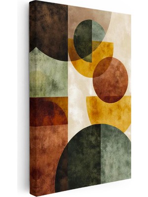 Tablofest Dikey Kanvas Tablo Yarım Ay Formları Minimalist Soyut Tablo Ev Ofis Duvar Dekoru