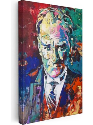 Tablofest Dikey Kanvas Tablo Atatürk Modern Sanat Soyut Portre Atatürk Tablosu Ev Ofis Duvar Dekoru