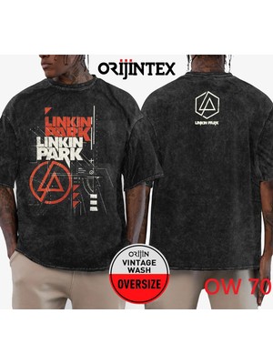 Linkin Park Yıkamalı Over Size Tişört Xl
