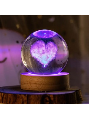 Katre46 Kalp Tasarımlı Işıklı Cam Küre