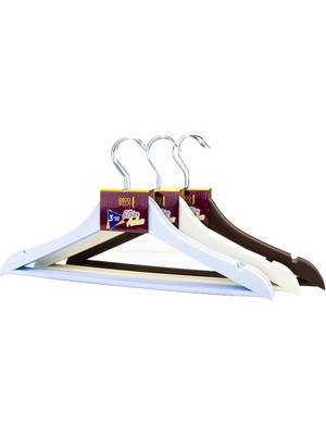 Decobella 3'lü Ahşap Görünümlü Plastik Askı, 44 x 23 x 3 cm