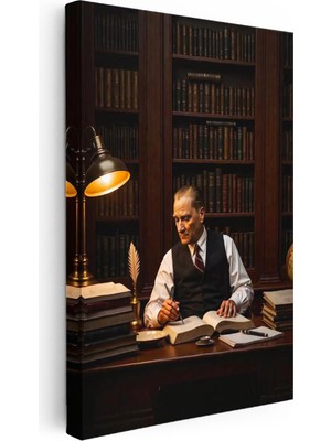 Tablofest Dikey Kanvas Tablo Atatürk Makam Çalışma Masası Atatürk Tablosu Ev Ofis Duvar Dekoru