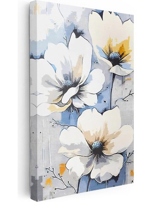 Tablofest Dikey Kanvas Tablo Yumuşak Geçişli Zarif Çiçekler Çiçek Tablosu Ev Ofis Duvar Dekoru