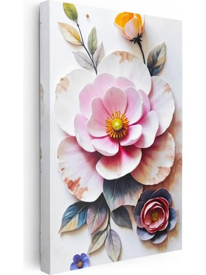 Tablofest Dikey Kanvas Tablo Katmanlı Tasarım Estetik Çiçekler Çiçek Tablosu Ev Ofis Duvar Dekoru