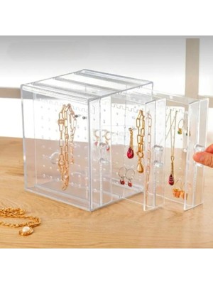 VENTO STORE Şeffaf Takı Düzenleyici Stand, 3 Çekmeceli, 18 x 13 x 13 cm