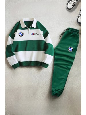 Risil-Nu Company Yeni Sezon Polo Yaka Yarım Fermuarlı Bmw Baskılı Eşofman Takımı Alt-Üst Kışlık 3 Iplik Takım