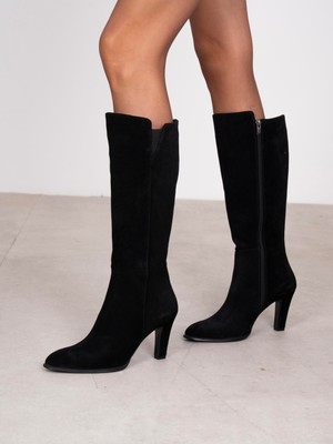 Ece'nin Butiği Bowie Siyah Süet Hakiki Deri Kadın Çizme