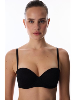 Penti Siyah Pop Up Destekli Lace Dantel Sütyen