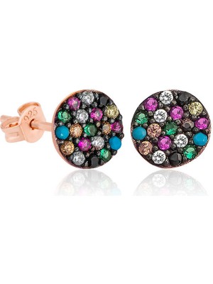 Katre46 ​925 Ayar Gümüş Mix Taşlı Daire Küpe